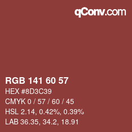 カラーコード: RGB 141 60 57 | qconv.com