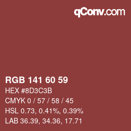 カラーコード: RGB 141 60 59 | qconv.com