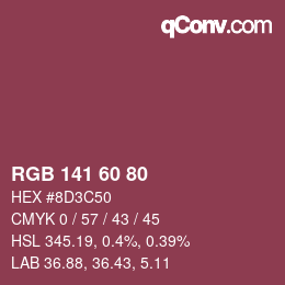 Color code: RGB 141 60 80 | qconv.com