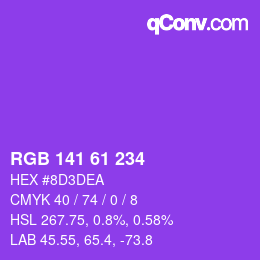 カラーコード: RGB 141 61 234 | qconv.com
