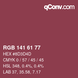 カラーコード: RGB 141 61 77 | qconv.com