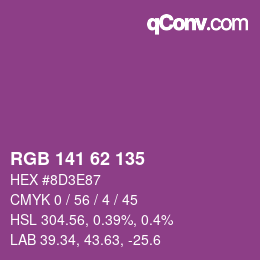 Color code: RGB 141 62 135 | qconv.com