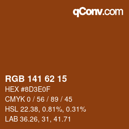Color code: RGB 141 62 15 | qconv.com