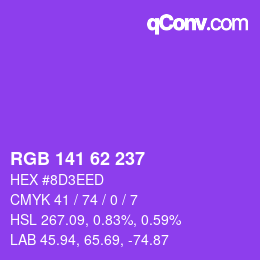 Color code: RGB 141 62 237 | qconv.com