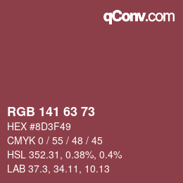 颜色代码: RGB 141 63 73 | qconv.com