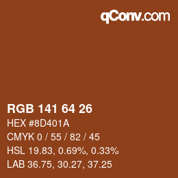 Color code: RGB 141 64 26 | qconv.com