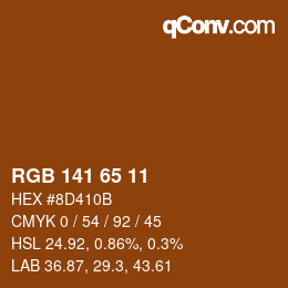 カラーコード: RGB 141 65 11 | qconv.com