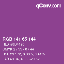 颜色代码: RGB 141 65 144 | qconv.com