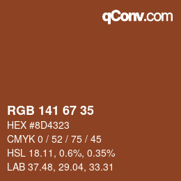 Color code: RGB 141 67 35 | qconv.com