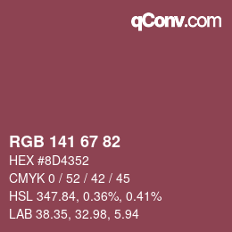 Color code: RGB 141 67 82 | qconv.com
