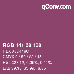 颜色代码: RGB 141 68 108 | qconv.com