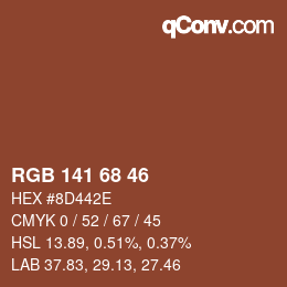 Color code: RGB 141 68 46 | qconv.com