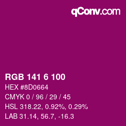 カラーコード: RGB 141 6 100 | qconv.com