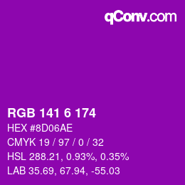 Color code: RGB 141 6 174 | qconv.com