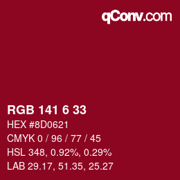 Color code: RGB 141 6 33 | qconv.com