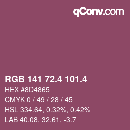 カラーコード: RGB 141 72.4 101.4 | qconv.com