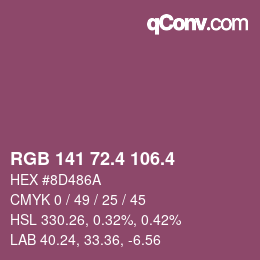 カラーコード: RGB 141 72.4 106.4 | qconv.com