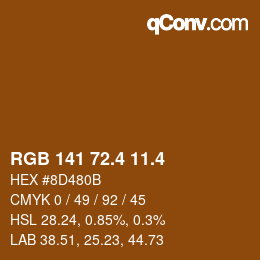 カラーコード: RGB 141 72.4 11.4 | qconv.com