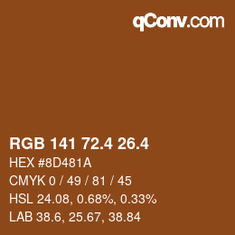 カラーコード: RGB 141 72.4 26.4 | qconv.com