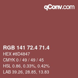 カラーコード: RGB 141 72.4 71.4 | qconv.com