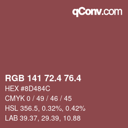 カラーコード: RGB 141 72.4 76.4 | qconv.com