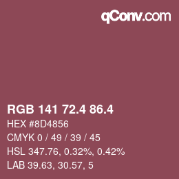 カラーコード: RGB 141 72.4 86.4 | qconv.com