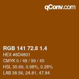 カラーコード: RGB 141 72.8 1.4 | qconv.com