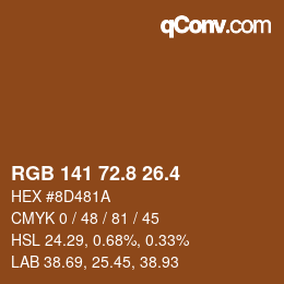 カラーコード: RGB 141 72.8 26.4 | qconv.com