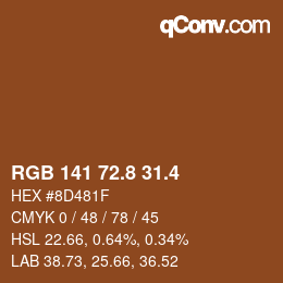 カラーコード: RGB 141 72.8 31.4 | qconv.com