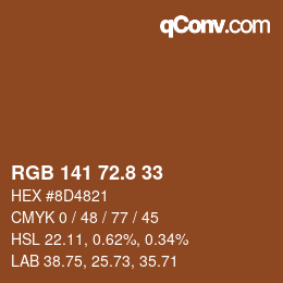 カラーコード: RGB 141 72.8 33 | qconv.com