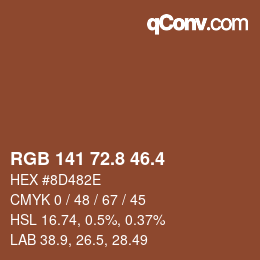 カラーコード: RGB 141 72.8 46.4 | qconv.com