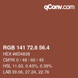 カラーコード: RGB 141 72.8 56.4 | qconv.com