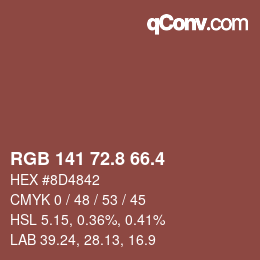 カラーコード: RGB 141 72.8 66.4 | qconv.com
