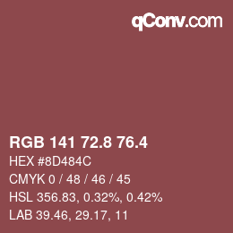 カラーコード: RGB 141 72.8 76.4 | qconv.com