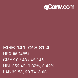 カラーコード: RGB 141 72.8 81.4 | qconv.com