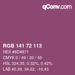 Color code: RGB 141 72 113 | qconv.com