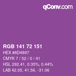 Color code: RGB 141 72 151 | qconv.com