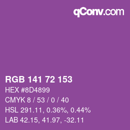 Color code: RGB 141 72 153 | qconv.com