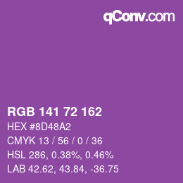 Color code: RGB 141 72 162 | qconv.com