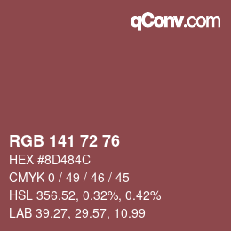 Color code: RGB 141 72 76 | qconv.com