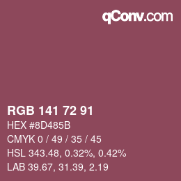 Color code: RGB 141 72 91 | qconv.com