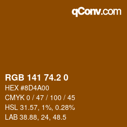 Color code: RGB 141 74.2 0 | qconv.com