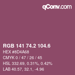 カラーコード: RGB 141 74.2 104.6 | qconv.com