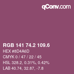 カラーコード: RGB 141 74.2 109.6 | qconv.com