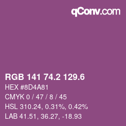 カラーコード: RGB 141 74.2 129.6 | qconv.com