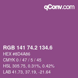 カラーコード: RGB 141 74.2 134.6 | qconv.com