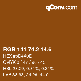カラーコード: RGB 141 74.2 14.6 | qconv.com