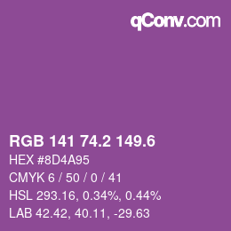 カラーコード: RGB 141 74.2 149.6 | qconv.com
