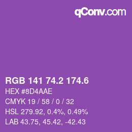 カラーコード: RGB 141 74.2 174.6 | qconv.com