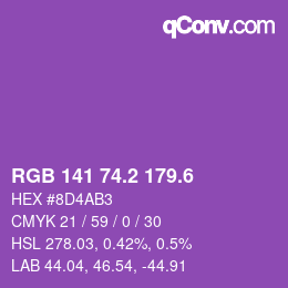 カラーコード: RGB 141 74.2 179.6 | qconv.com